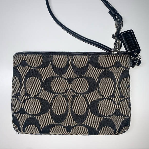 Coach Wristlet Wallet Signature‎ C Jaquard Print Classic Mini Bag Black Logo - Picture 5 of 9